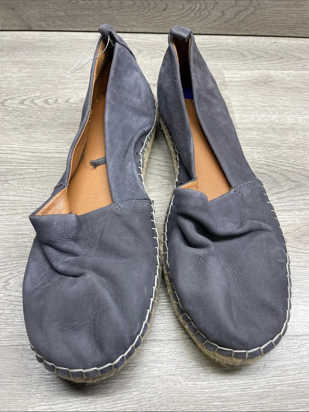 Lucky Brand Charcoal Gray Leather Espadrille Flats #1118